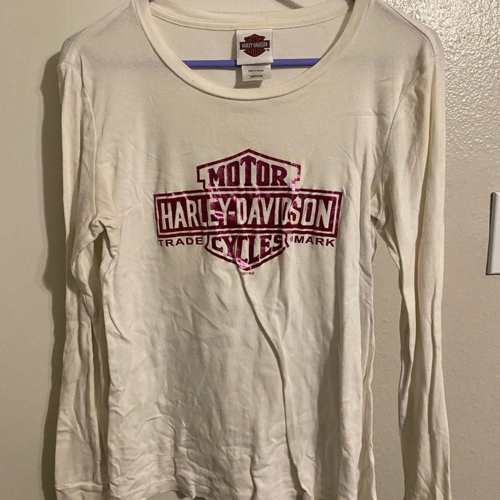 Harley-Davidson White Tee with Orange Logo
